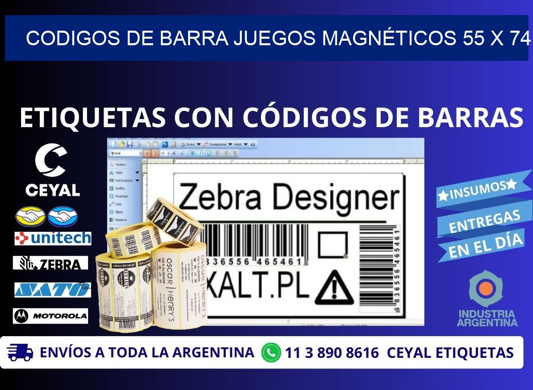 CODIGOS DE BARRA JUEGOS MAGNÉTICOS 55 x 74