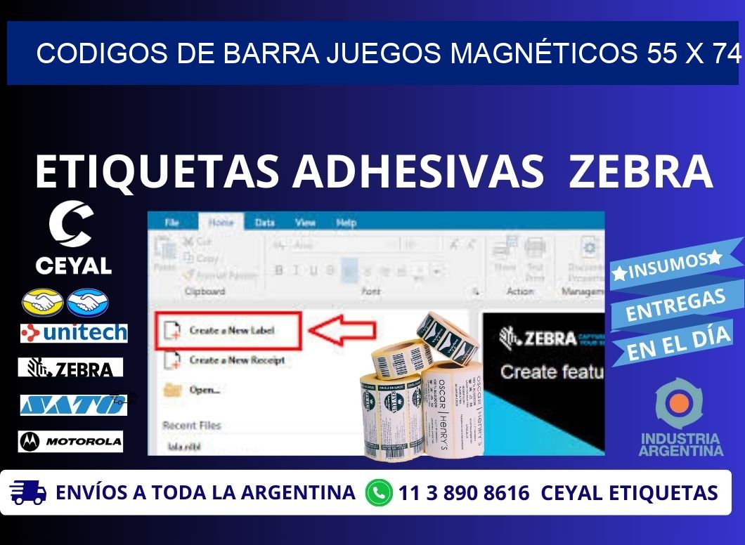 CODIGOS DE BARRA JUEGOS MAGNÉTICOS 55 x 74