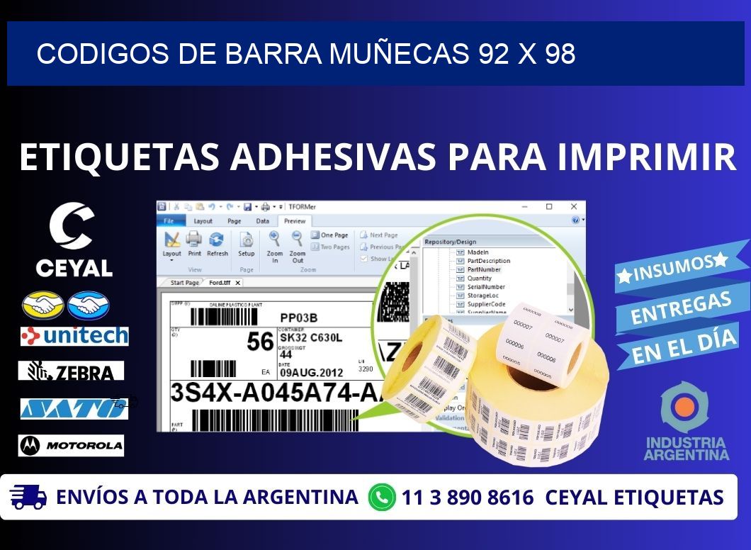 CODIGOS DE BARRA MUÑECAS 92 x 98