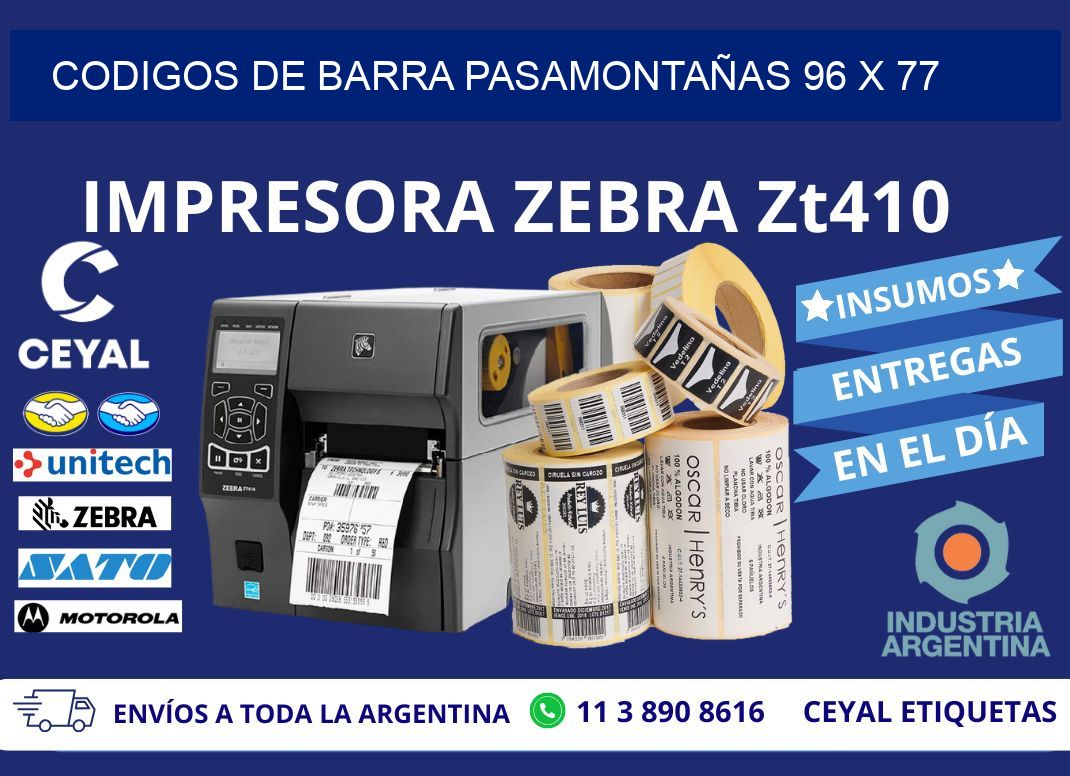 CODIGOS DE BARRA PASAMONTAÑAS 96 x 77