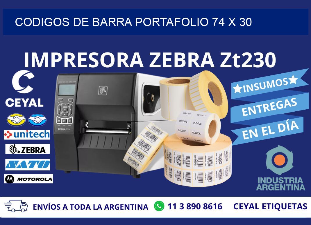 CODIGOS DE BARRA PORTAFOLIO 74 x 30