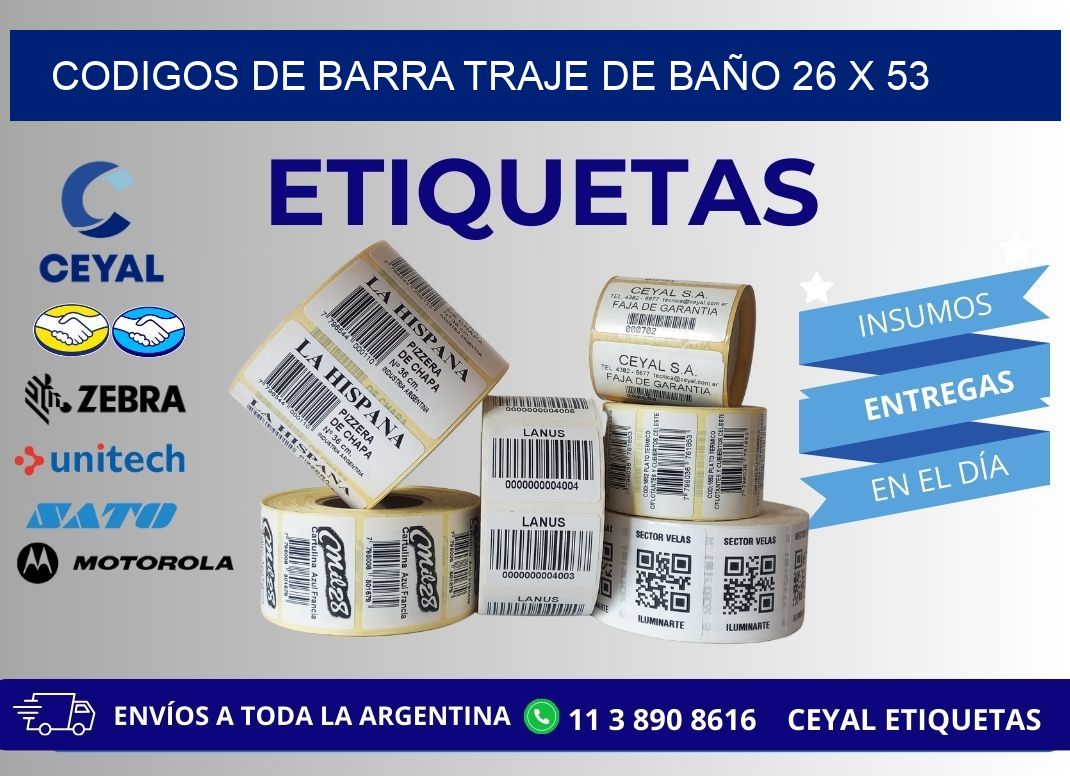 CODIGOS DE BARRA TRAJE DE BAÑO 26 x 53