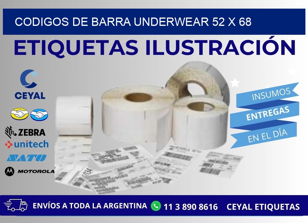 CODIGOS DE BARRA UNDERWEAR 52 x 68