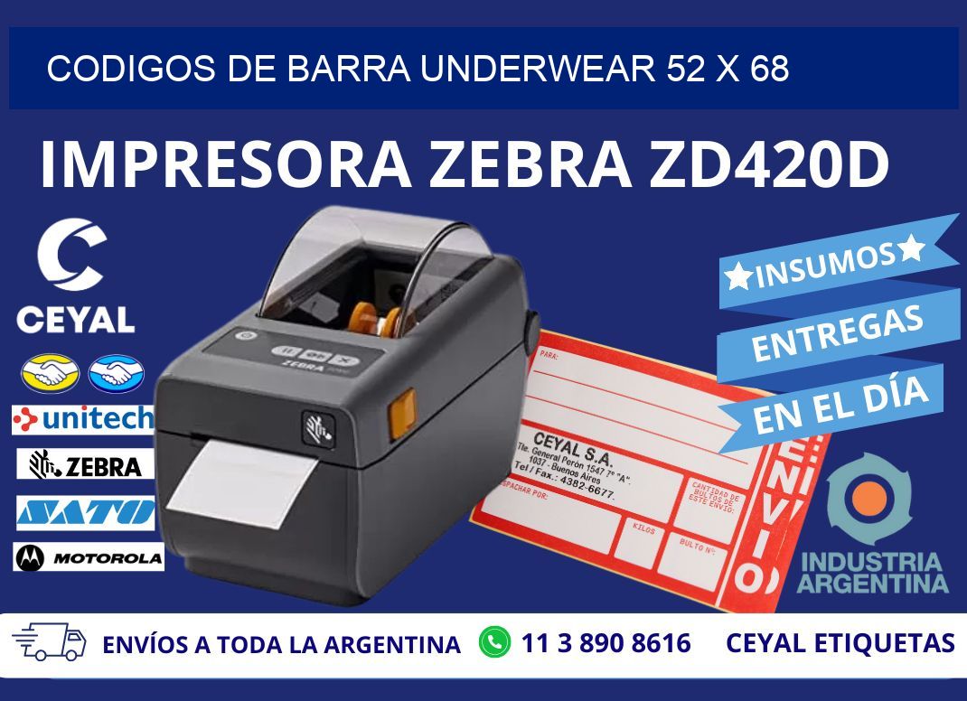 CODIGOS DE BARRA UNDERWEAR 52 x 68