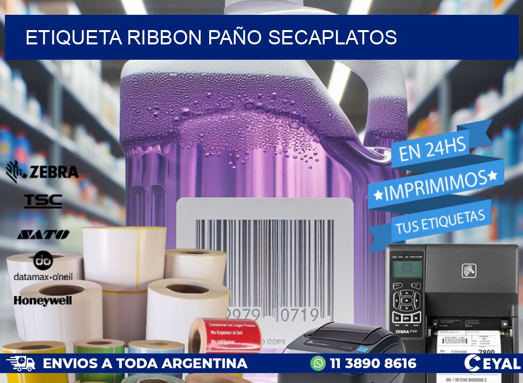 ETIQUETA RIBBON PAÑO SECAPLATOS