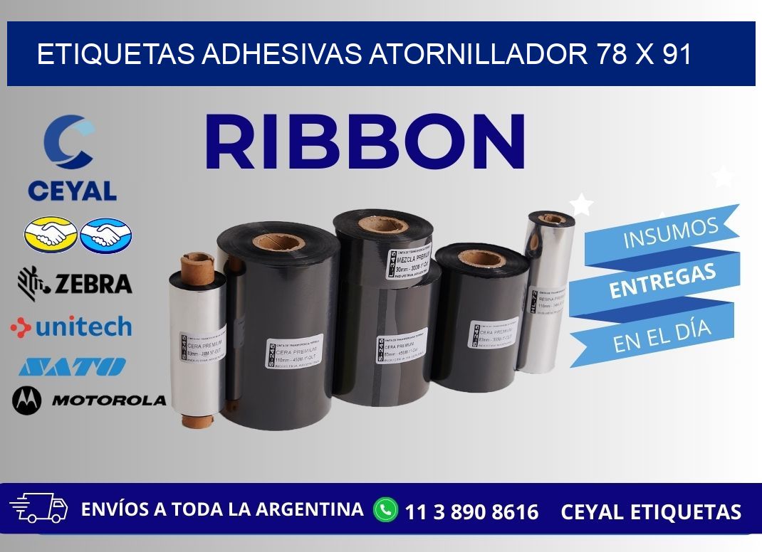 ETIQUETAS ADHESIVAS ATORNILLADOR 78 x 91