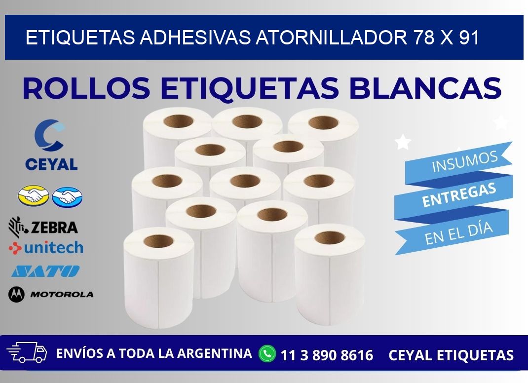 ETIQUETAS ADHESIVAS ATORNILLADOR 78 x 91