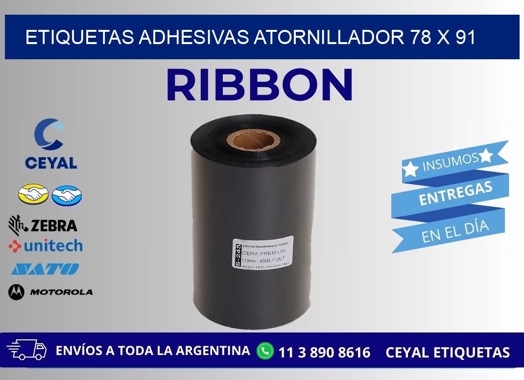 ETIQUETAS ADHESIVAS ATORNILLADOR 78 x 91