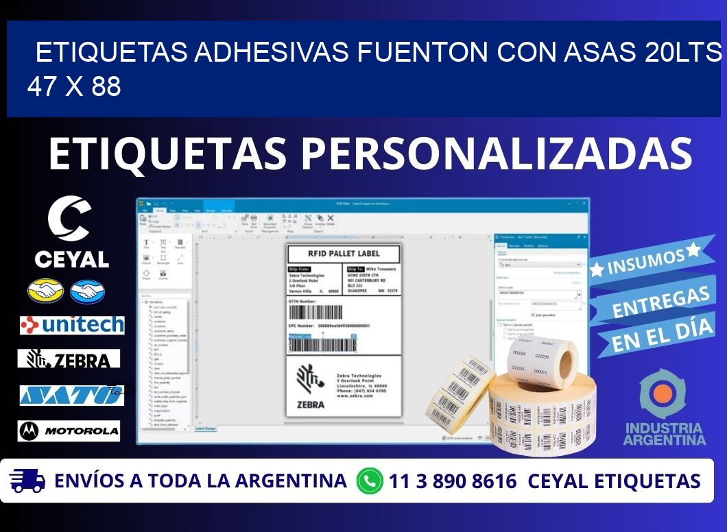 ETIQUETAS ADHESIVAS FUENTON CON ASAS 20LTS 47 x 88