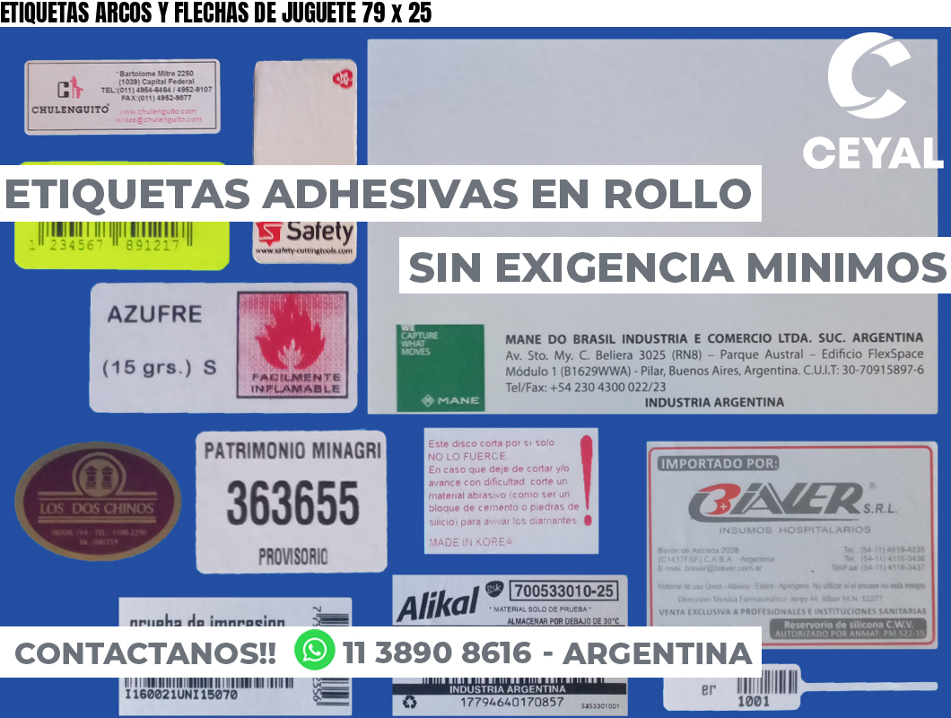 ETIQUETAS ARCOS Y FLECHAS DE JUGUETE 79 x 25