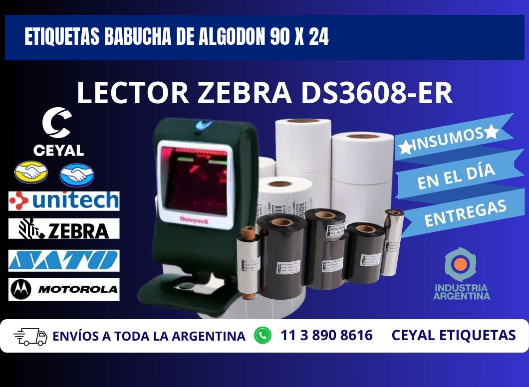 ETIQUETAS BABUCHA DE ALGODON 90 x 24
