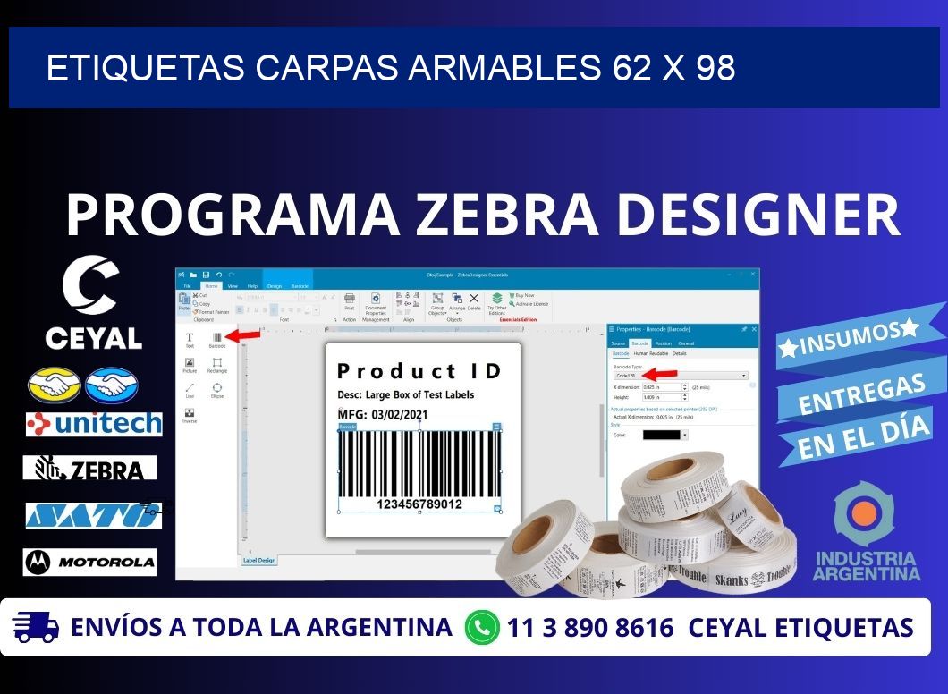 ETIQUETAS CARPAS ARMABLES 62 x 98