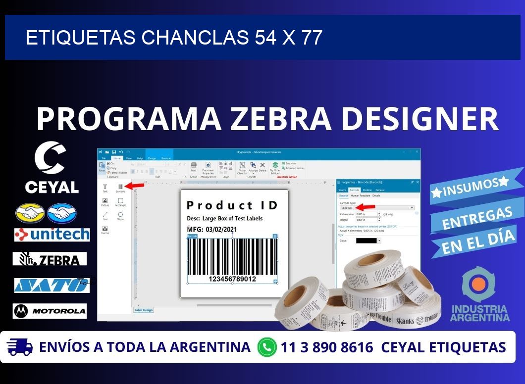 ETIQUETAS CHANCLAS 54 x 77