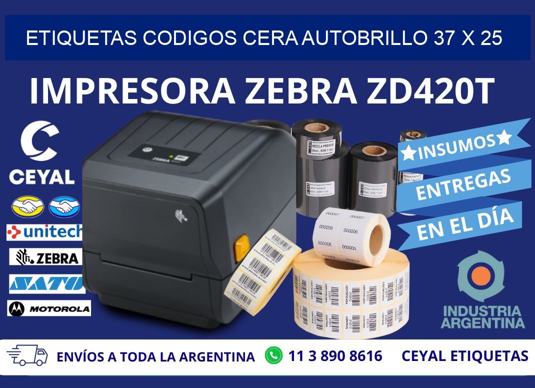 ETIQUETAS CODIGOS CERA AUTOBRILLO 37 x 25
