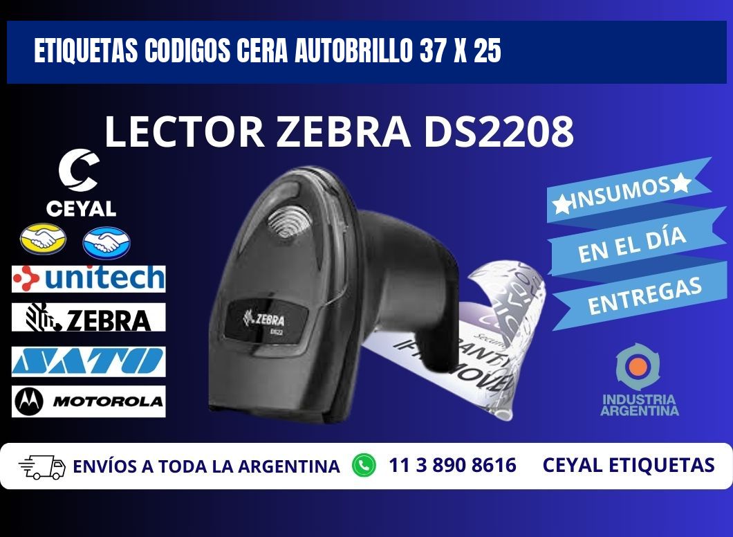 ETIQUETAS CODIGOS CERA AUTOBRILLO 37 x 25
