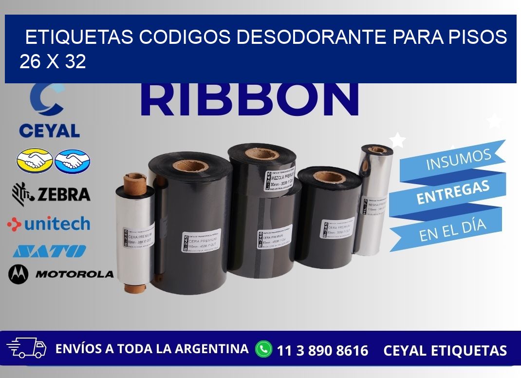 ETIQUETAS CODIGOS DESODORANTE PARA PISOS 26 x 32