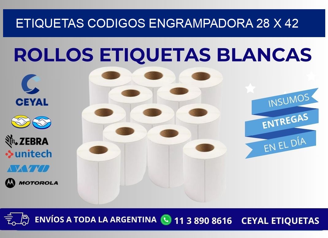 ETIQUETAS CODIGOS ENGRAMPADORA 28 x 42
