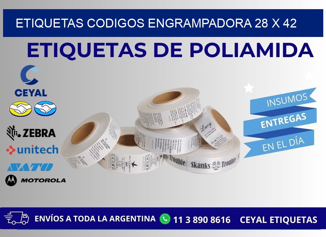 ETIQUETAS CODIGOS ENGRAMPADORA 28 x 42