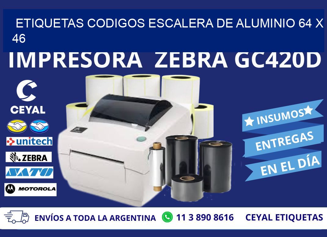 ETIQUETAS CODIGOS ESCALERA DE ALUMINIO 64 x 46