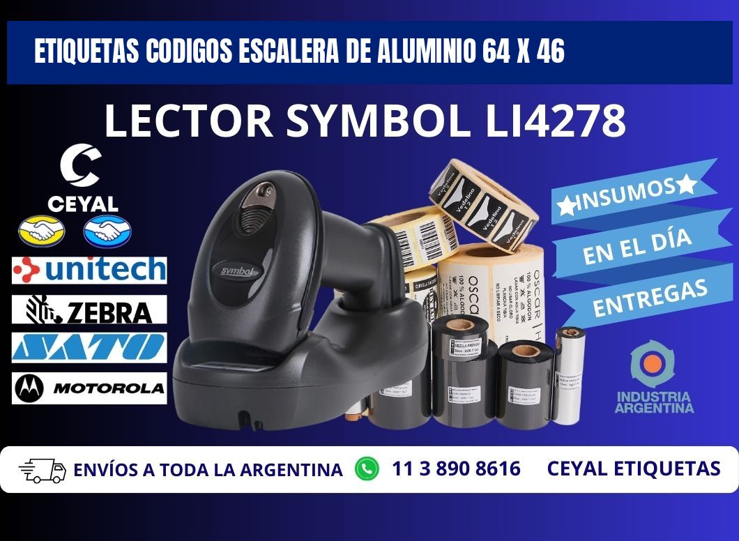 ETIQUETAS CODIGOS ESCALERA DE ALUMINIO 64 x 46