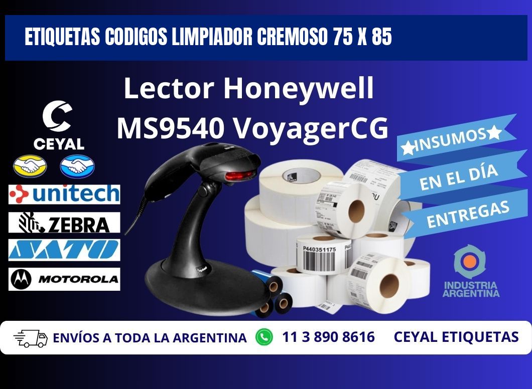 ETIQUETAS CODIGOS LIMPIADOR CREMOSO 75 x 85
