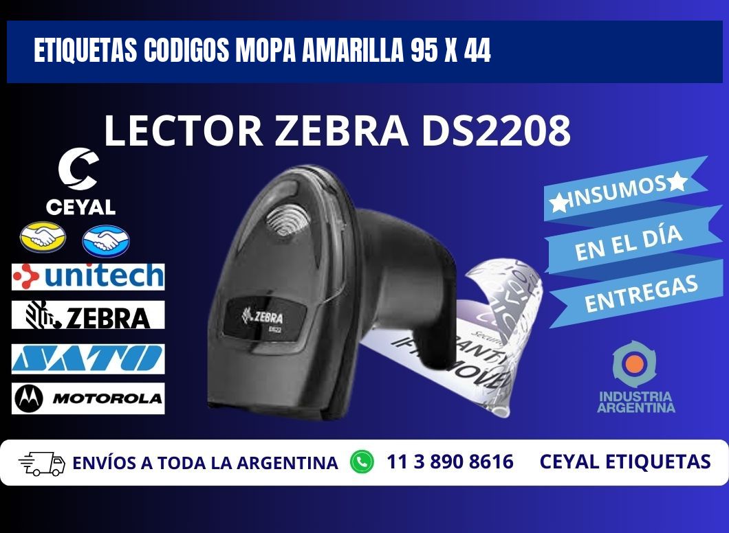 ETIQUETAS CODIGOS MOPA AMARILLA 95 x 44