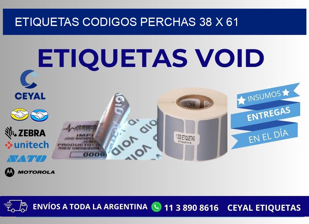 ETIQUETAS CODIGOS PERCHAS 38 x 61