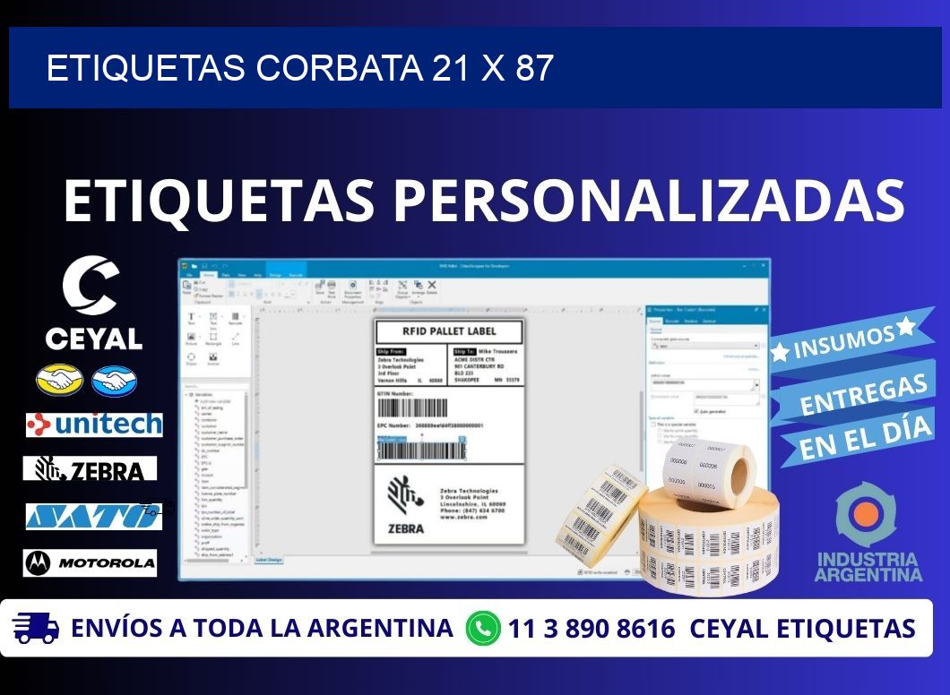 ETIQUETAS CORBATA 21 x 87