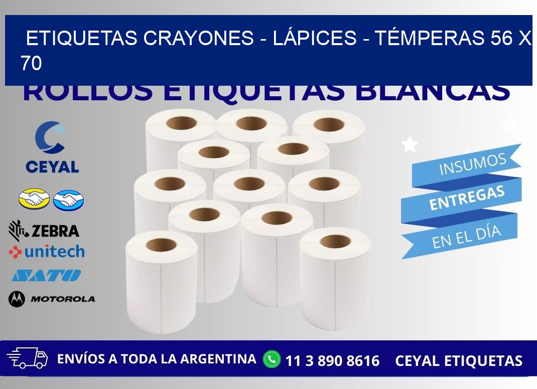 ETIQUETAS CRAYONES - LÁPICES - TÉMPERAS 56 x 70