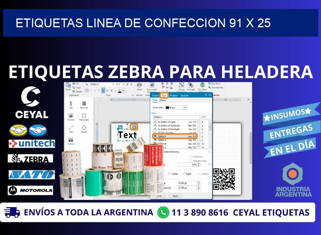 ETIQUETAS LINEA DE CONFECCION 91 x 25