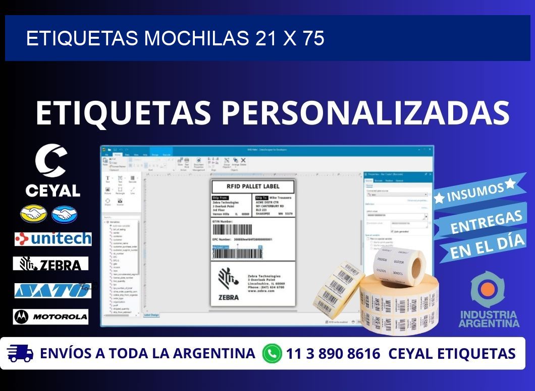 ETIQUETAS MOCHILAS 21 x 75
