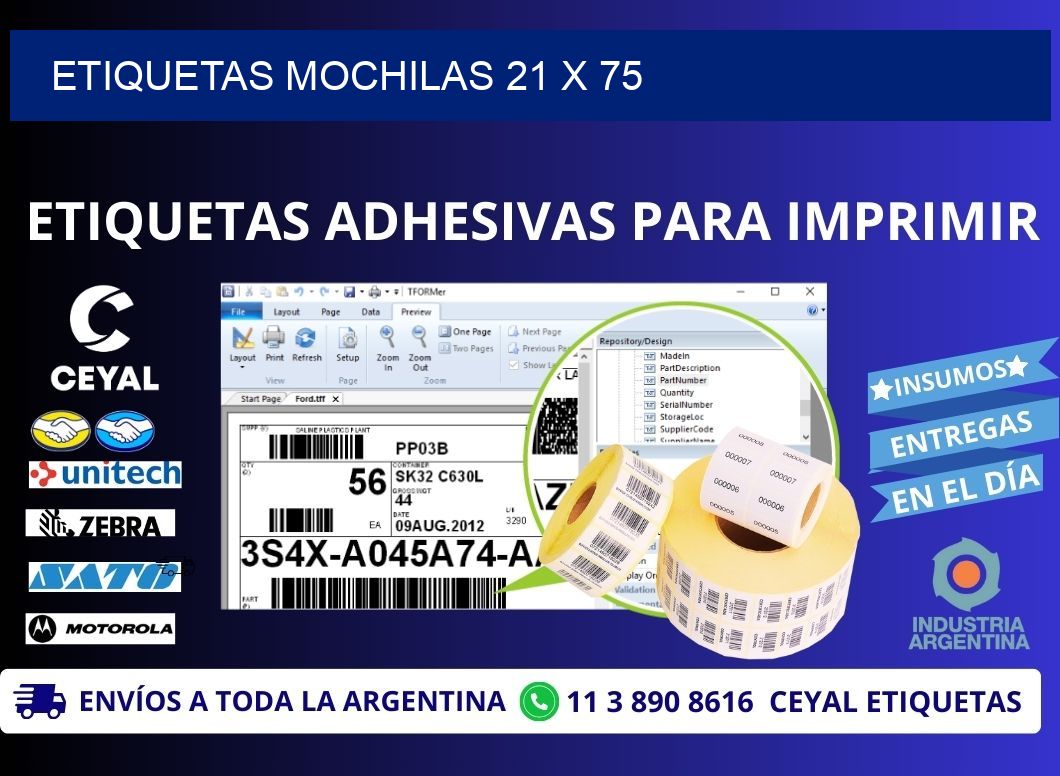 ETIQUETAS MOCHILAS 21 x 75