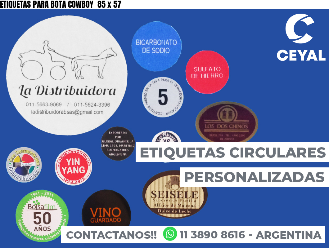 ETIQUETAS PARA BOTA COWBOY  85 x 57