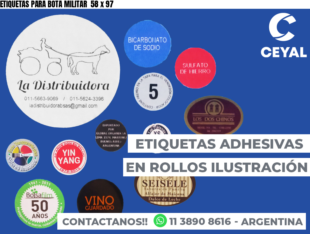 ETIQUETAS PARA BOTA MILITAR  58 x 97