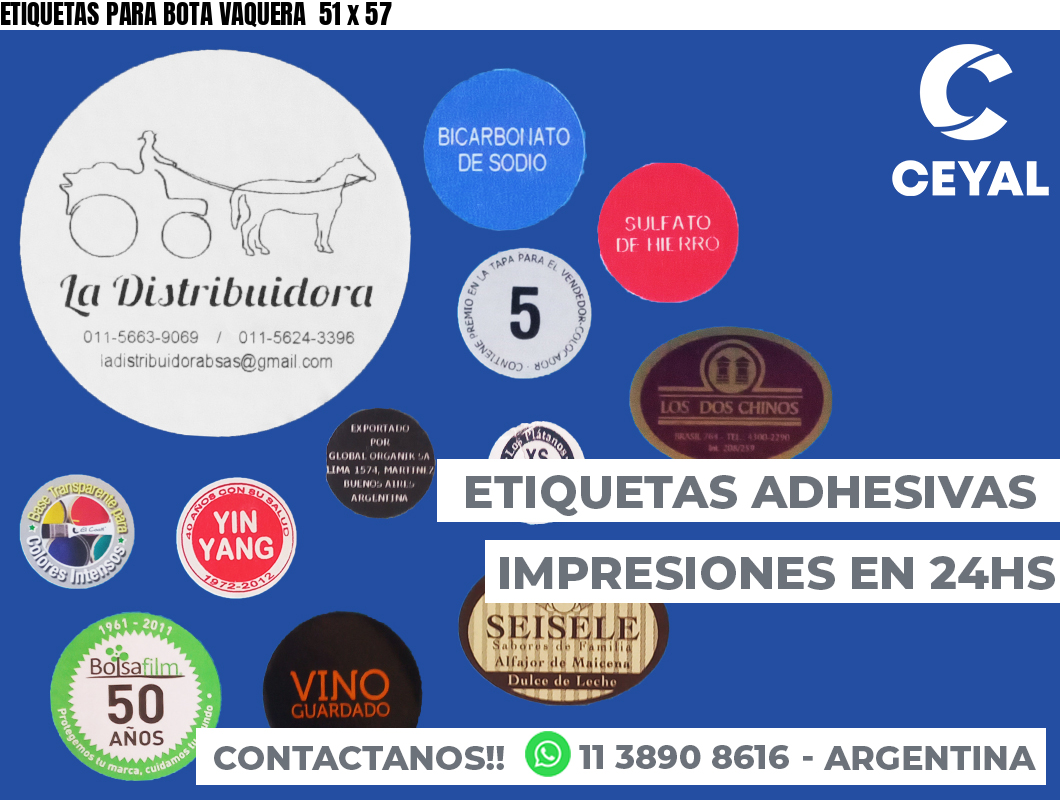 ETIQUETAS PARA BOTA VAQUERA  51 x 57