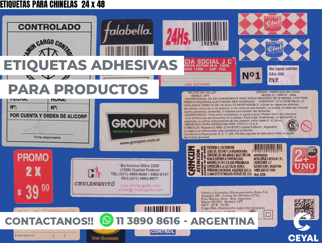 ETIQUETAS PARA CHINELAS  24 x 48