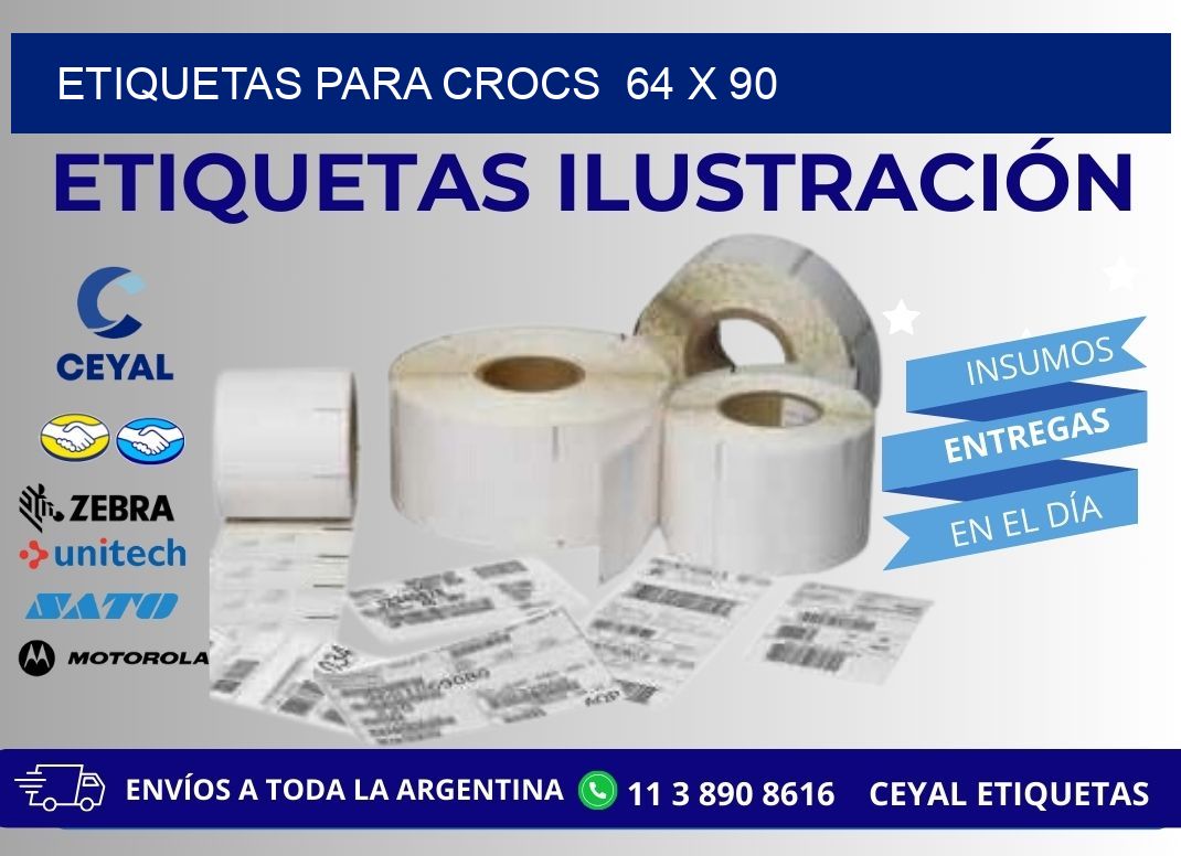 ETIQUETAS PARA CROCS  64 x 90