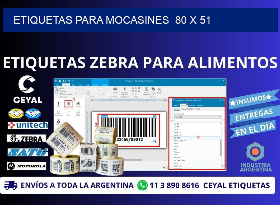 ETIQUETAS PARA MOCASINES  80 x 51