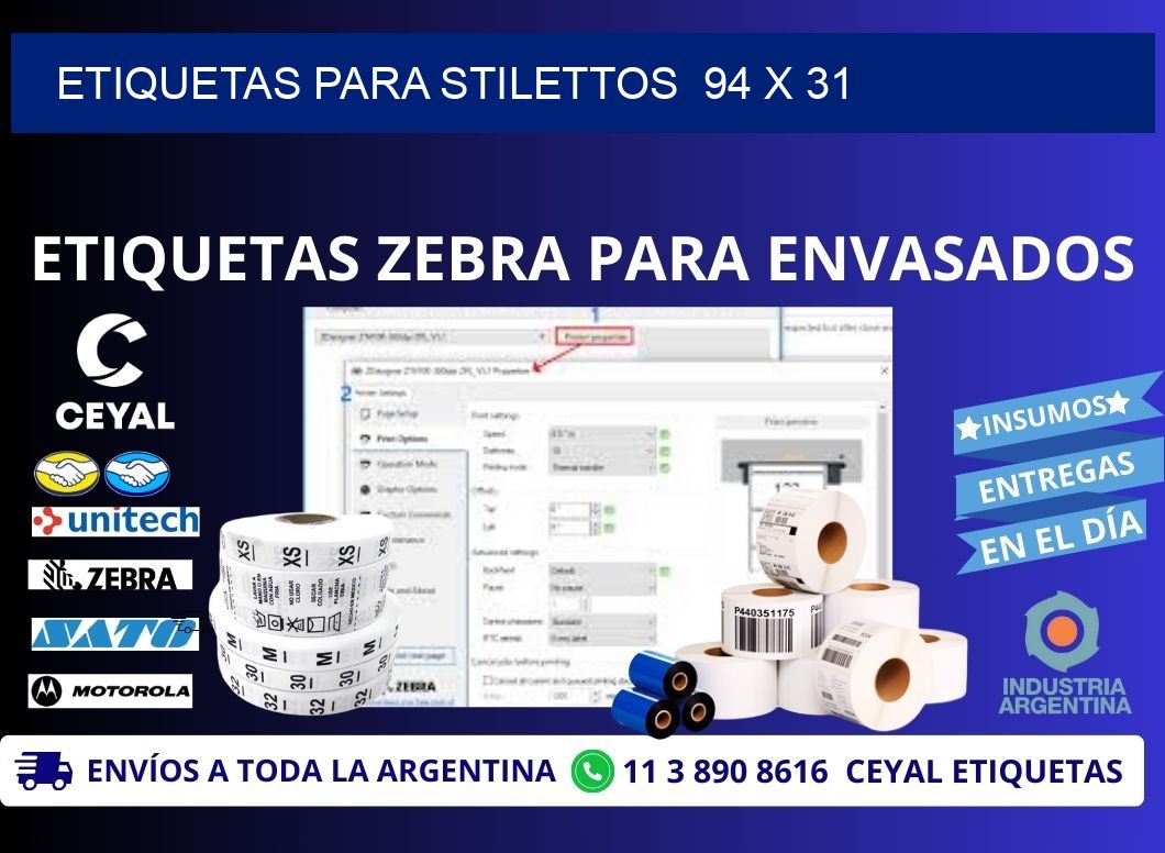 ETIQUETAS PARA STILETTOS  94 x 31