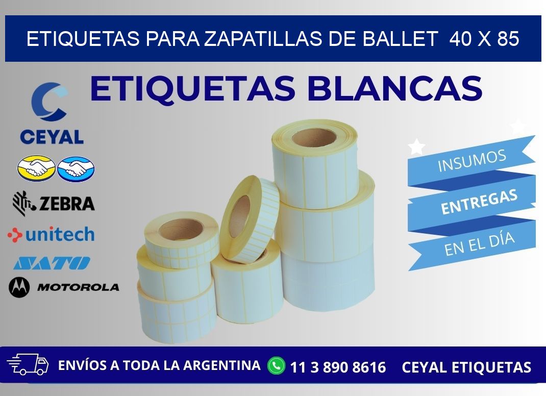 ETIQUETAS PARA ZAPATILLAS DE BALLET  40 x 85