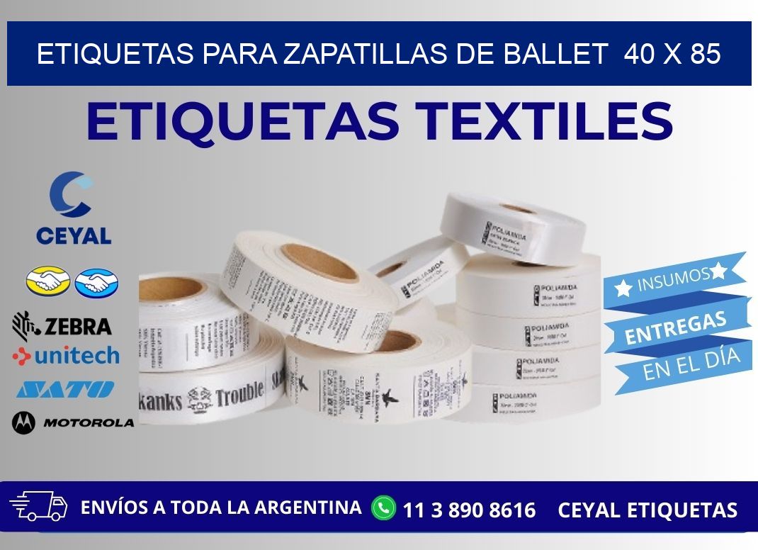 ETIQUETAS PARA ZAPATILLAS DE BALLET  40 x 85