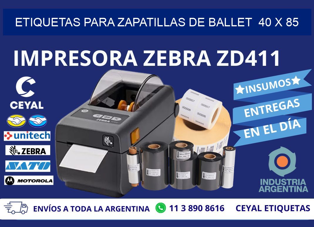 ETIQUETAS PARA ZAPATILLAS DE BALLET  40 x 85