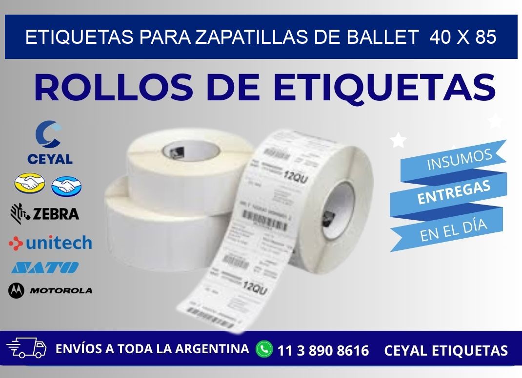 ETIQUETAS PARA ZAPATILLAS DE BALLET  40 x 85