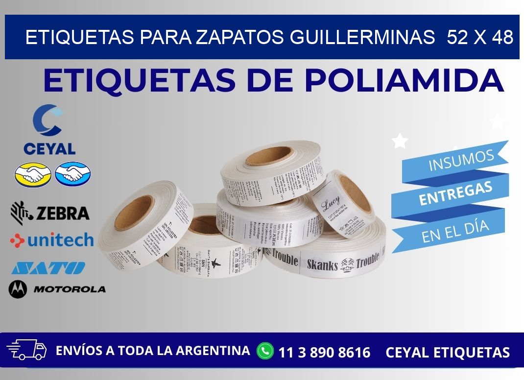 ETIQUETAS PARA ZAPATOS GUILLERMINAS  52 x 48