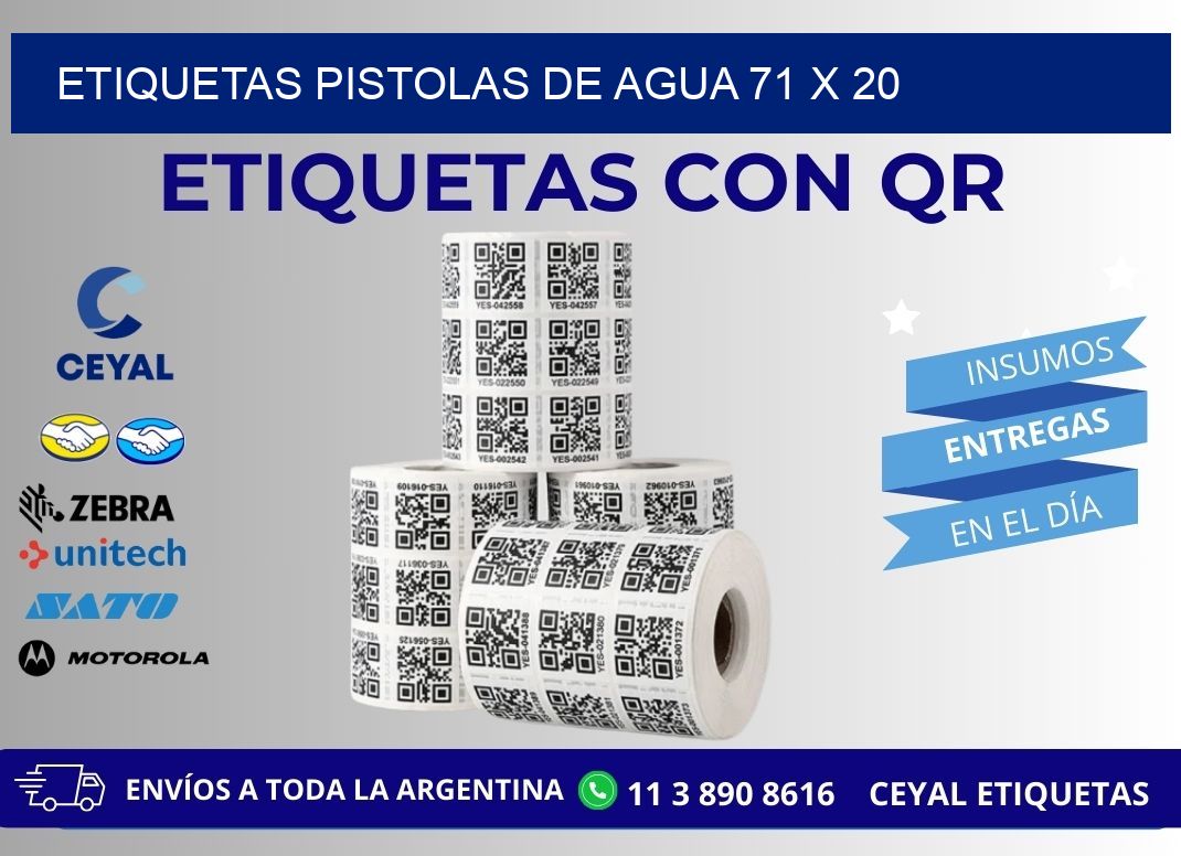 ETIQUETAS PISTOLAS DE AGUA 71 x 20