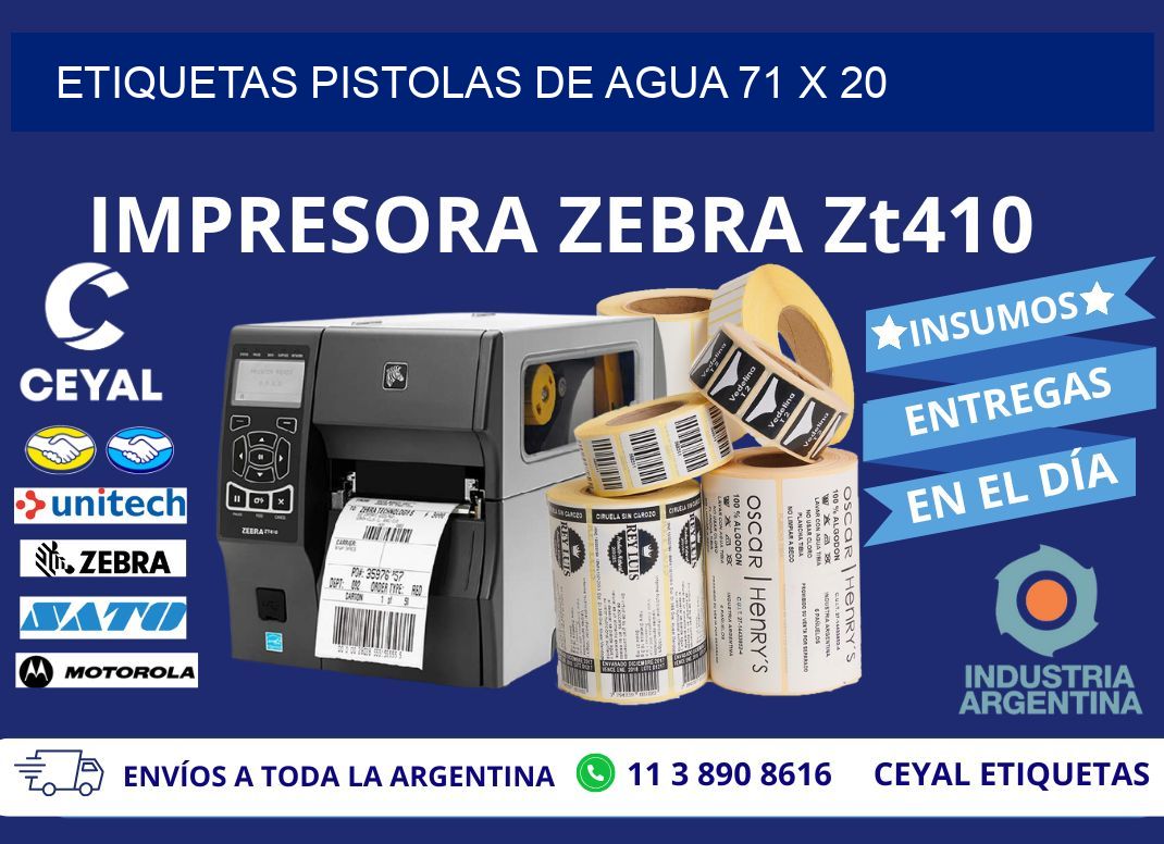ETIQUETAS PISTOLAS DE AGUA 71 x 20