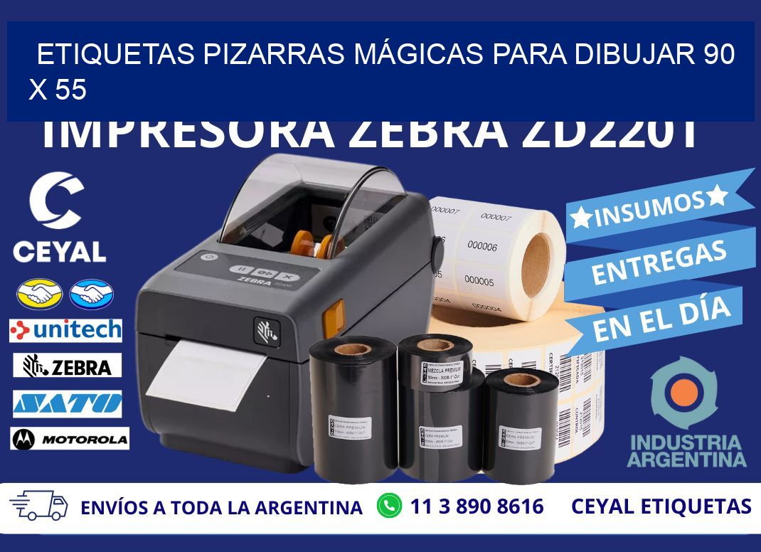 ETIQUETAS PIZARRAS MÁGICAS PARA DIBUJAR 90 x 55