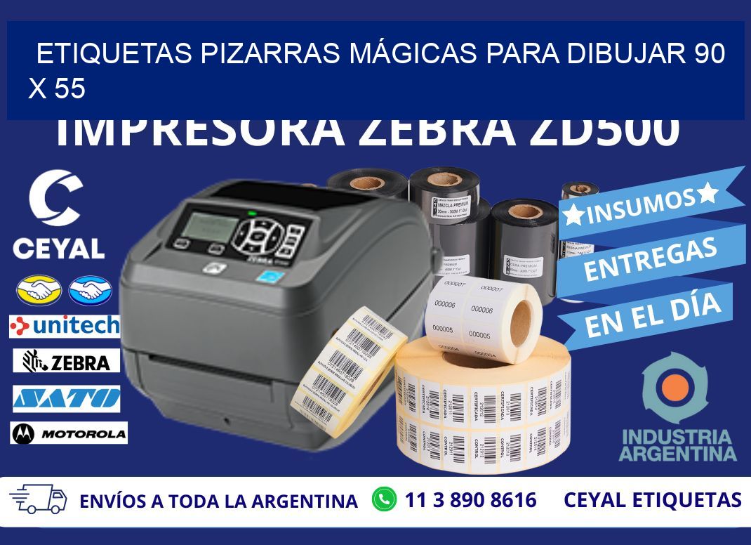 ETIQUETAS PIZARRAS MÁGICAS PARA DIBUJAR 90 x 55