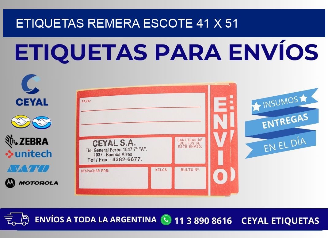 ETIQUETAS REMERA ESCOTE 41 x 51