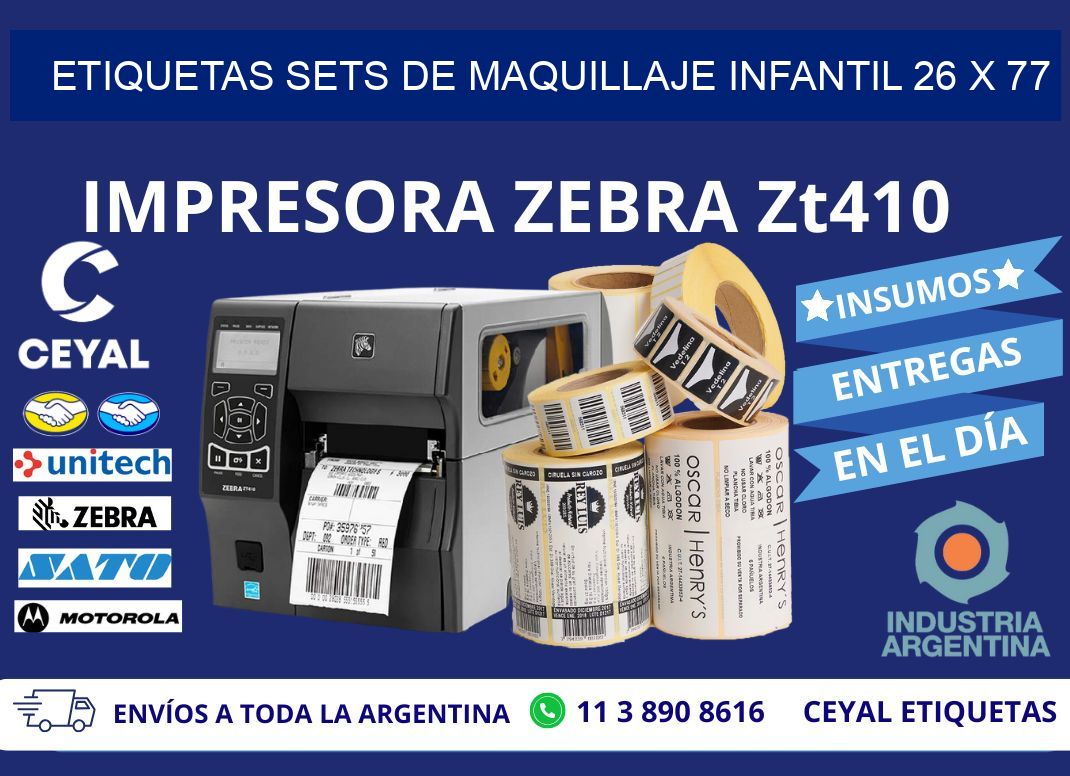 ETIQUETAS SETS DE MAQUILLAJE INFANTIL 26 x 77